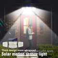 2023 New Dusk to Dawn LED LED Solar Security Wall Lights เซ็นเซอร์ตรวจจับความเคลื่อนไหวพลังงานแสงอาทิตย์พร้อมระยะไกลสำหรับโรงรถภายนอก